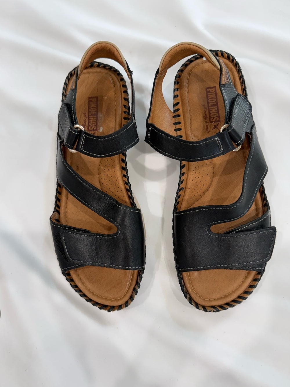 PIKOLINOS ALtea Leather Hand Stitched Adjustable Hoop & Loop Strap Sandls